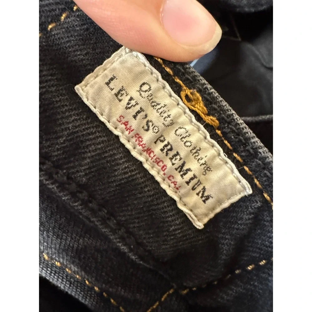 Levis Premium 541 Athletic Taper Jeans Mens 44 Short Washed Black Big E Premium